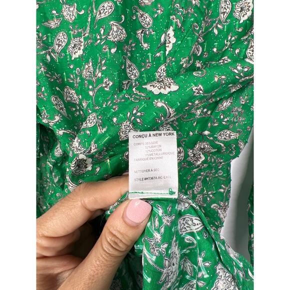 NEW Intermix Marika Ruffled Fil Coupé Casual Blouse Women's Green Size: XS - Picture 7 of 9